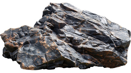 Isolated dark steep rock. Natural theme decoration landscape stone