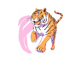 Tiger on White Background Complete Editable