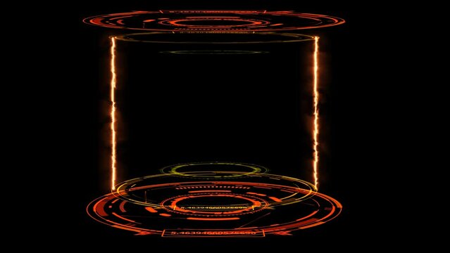 Digital laboratory capsule with laser burning flame on black screen