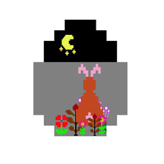 Lovely bunny and princess baby chick playing in the flower garden on easter day. - 778801660