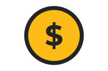 golden dollar coin icon. currency dollar coin