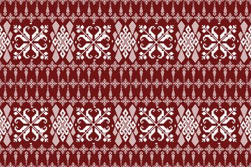 Geometric ethnic floral pixel art embroidery, Aztec style, abstract background design for fabric, clothing, textile, wrapping, decoration, scarf, print, wallpaper, table runner. - 778801881