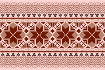 Geometric ethnic floral pixel art embroidery, Aztec style, abstract background design for fabric, clothing, textile, wrapping, decoration, scarf, print, wallpaper, table runner. - 778802012