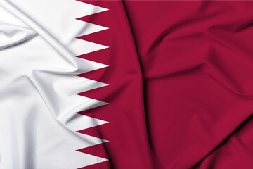Beautifully waving and striped Qatar flag, flag background texture with vibrant colors and fabric background