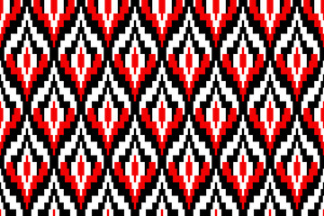Geometric ethnic floral pixel art embroidery, Aztec style, abstract background design for fabric, clothing, textile, wrapping, decoration, scarf, print, wallpaper, table runner. - 778802078