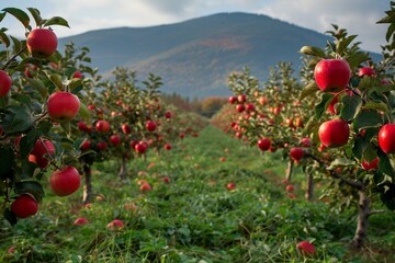 apple trees in orchard
