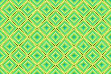Geometric ethnic floral pixel art embroidery, Aztec style, abstract background design for fabric, clothing, textile, wrapping, decoration, scarf, print, wallpaper, table runner. - 778802098