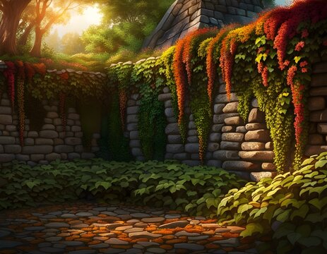 wall with flowers