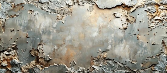 A closeup shot capturing the intricate metallic texture of the metal surface, resembling a frozen formation in winter, blending elements of rock and bedrock