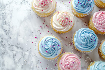 Phone screensaver with cream cupcakes. Wallpaper for smartphone screen. Background with sweet food.