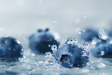 Phone screensaver with fresh blueberry with water drops. Wallpaper for smartphone screen. Berry Background with blueberries.