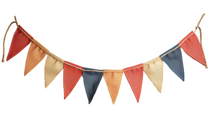 Party flag garland PNG. Colorful flag garland for birthday parties and other celebrations PNG. Colorful knitted party flags on a string PNG