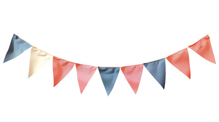 Party flag garland PNG. Colorful flag garland for birthday parties and other celebrations PNG. Colorful knitted party flags on a string PNG