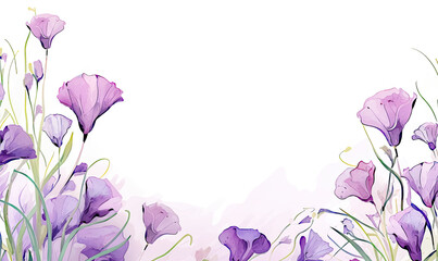 Watercolor Lisianthus Banner Background with Copy Space