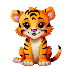 cartoon tiger looking isolated on white