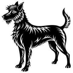 dog illustration, black dog silhouette vector illustration,icon,svg,pet,monster characters,Holiday t shirt,Hand drawn trendy Vector illustration,dog on black background