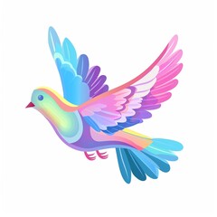 Vibrant Gradient Dove in Flight Illustration