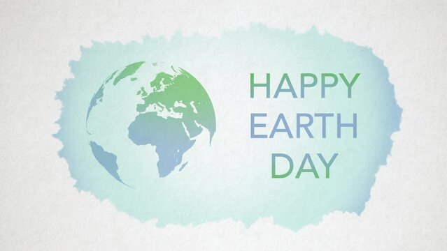 Earth Day Watercolor Banner On Paper Loop