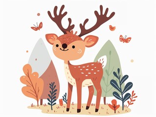 Obraz na płótnie Canvas Whimsical Deer in a Forest Clearing