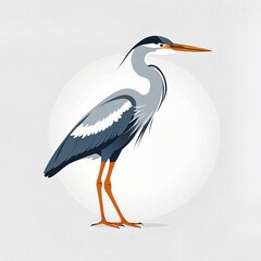 Image of a heron on a white background. Great Blue Heron, wild bird, side view, generative AI