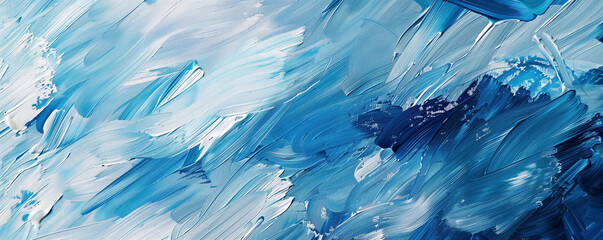 Blue oil paint texture background, pattern of brush strokes, generated ai
