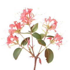 A pink flower on a stem with leaves