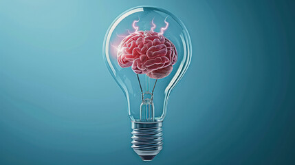 Brain Inside Light Bulb - obrazy, fototapety, plakaty