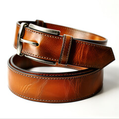 A custom-made leather belt, isolated,