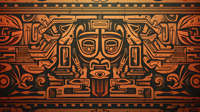 Ancient maya wall art wallpaper, maya style pattern background, maya background wallpaper