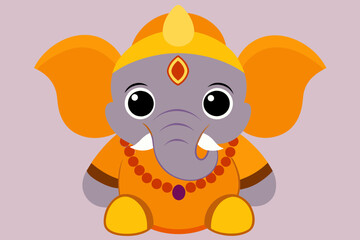 Lord Ganpati on Ganesh Chaturthi flat vector illustration in the yoga lotus position. concept - festival of India, religion