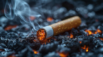Lit Cigarette on Coal Pile