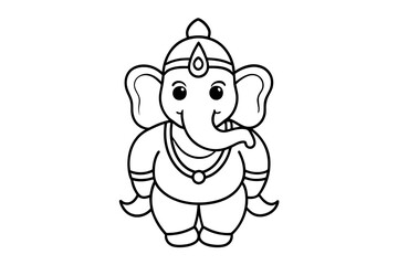 Lord Ganpati on Ganesh Chaturthi flat vector illustration in the yoga lotus position. concept - festival of India, religion
