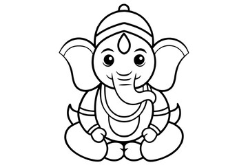 Lord Ganpati on Ganesh Chaturthi flat vector illustration in the yoga lotus position. concept - festival of India, religion