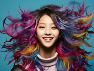 Woman With Multicolored Hair Smiling