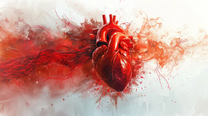 Heart Painting With Red and Orange Smoke