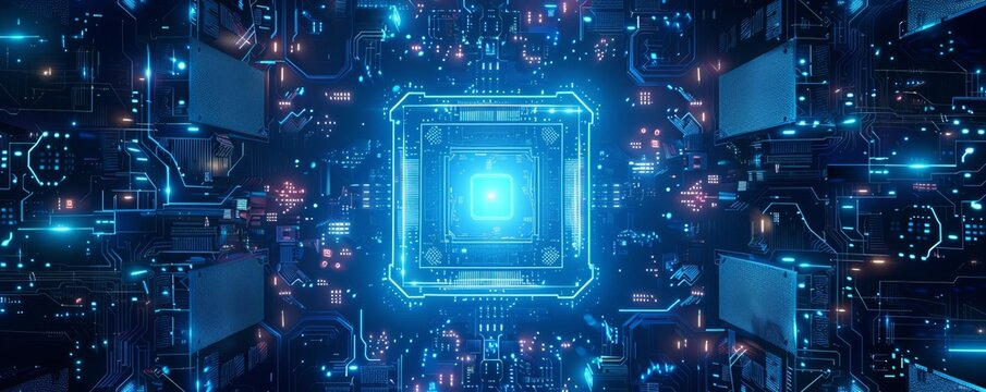 futuristic micro chip representing the futuristic big data.