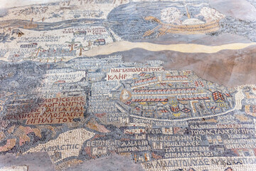 Original Madaba Mosaic Map, is part of a floor mosaic in the of Saint George in Madaba, Jordan. It is the oldest surviving original cartographic depiction of the Holy Land 