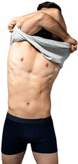Anonymous man taking off t shirt PNG file no background 