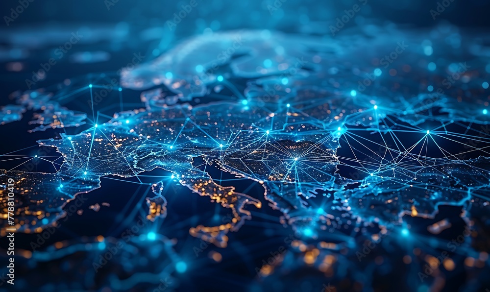 Aufkleber scandinavian map, innovating global connectivity through digital mapping, cyber tech, and informatio