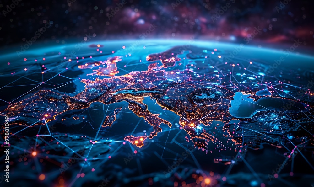 Aufkleber scandinavian map, innovating global connectivity through digital mapping, cyber tech, and informatio
