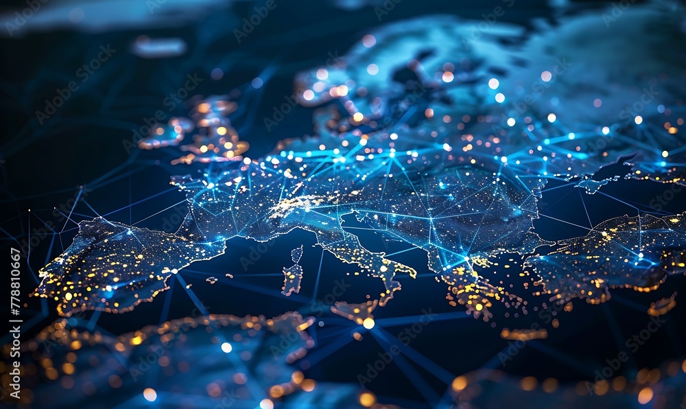 Aufkleber scandinavian map, innovating global connectivity through digital mapping, cyber tech, and informatio
