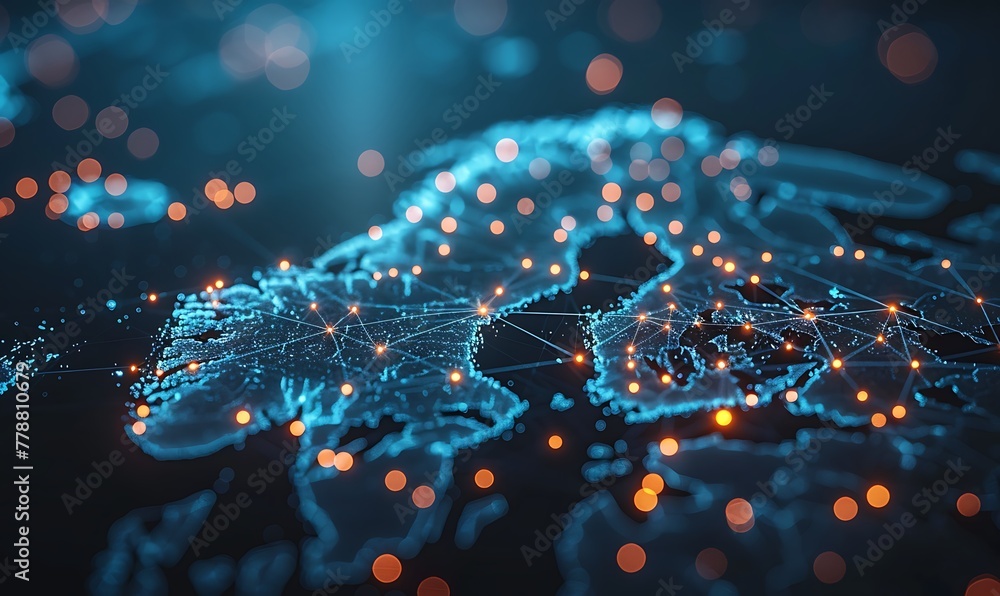 Aufkleber scandinavian map, innovating global connectivity through digital mapping, cyber tech, and informatio