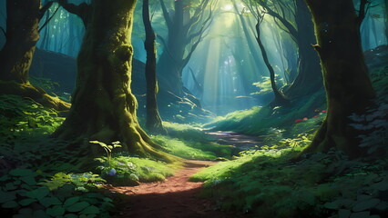 Enchanting Sunrise in the Forest