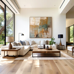 Art deco interior design of modern living room, home.