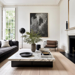 Fototapeta premium Art deco interior design of modern living room, home.