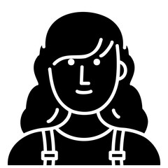 Modern young girl, fill icon for web, mobile app and UI.