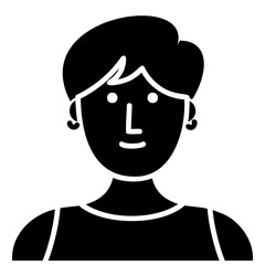 Modern short-haired young lady, fill icon for web, mobile app and UI.