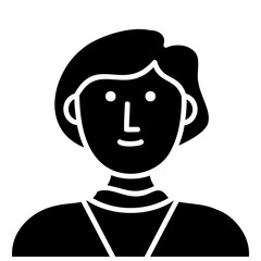 Modern short-haired young lady, fill icon for web, mobile app and UI.