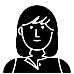 Modern short-haired young lady, fill icon for web, mobile app and UI.