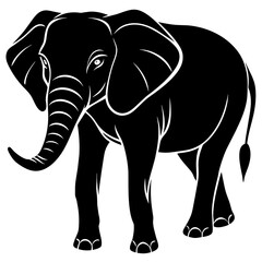 elephant isolated on white, black elephant silhouette vector illustration,icon,svg,pet,elephant characters,Holiday t shirt,Hand drawn trendy Vector illustration,elephant on black background